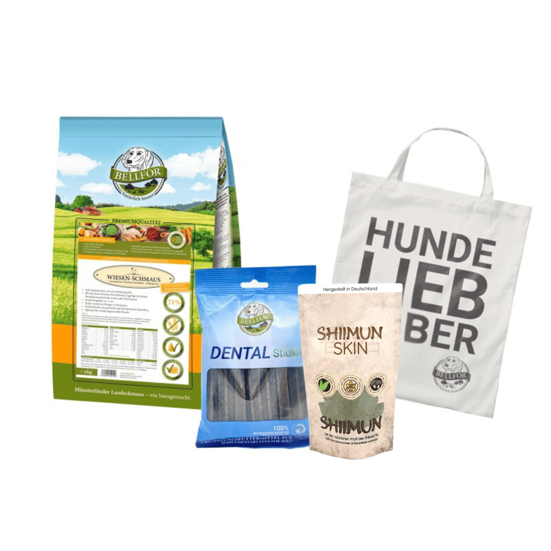 German Wirehaired Pointer food set - Wiesen-Schmaus 4 kg + Dental Sticks 100g + Shiimun Skin Powder 50 g + 1 Jute bag
