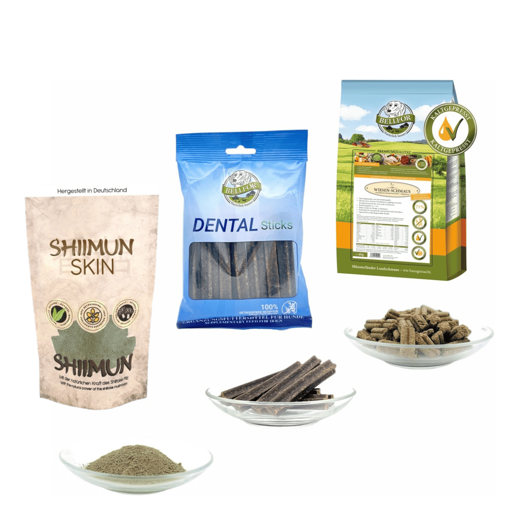 German Wirehaired Pointer food set - Wiesen-Schmaus 4 kg + Dental Sticks 100g + Shiimun Skin Powder 50 g + 1 Jute bag