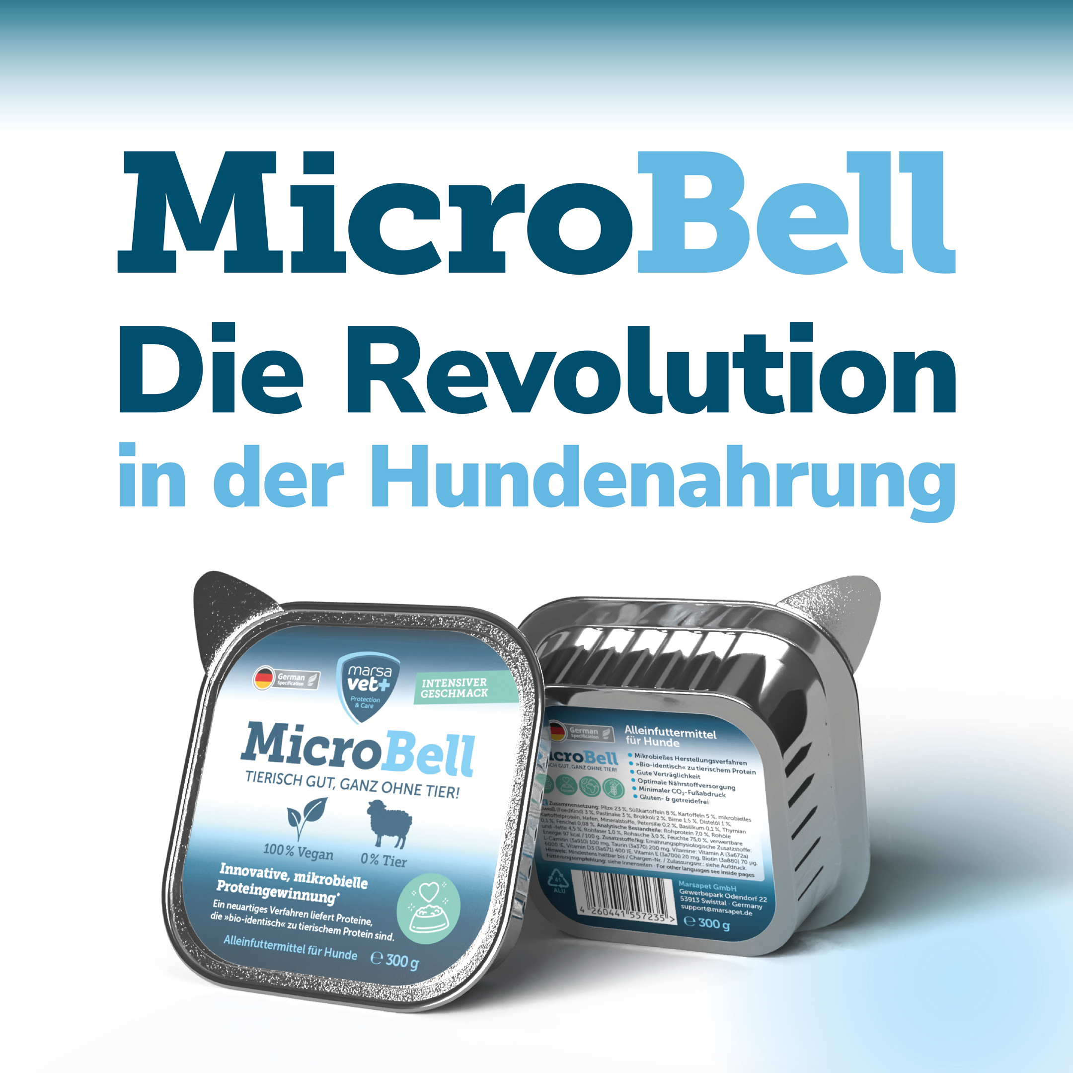 Marsavet Veganes Nassfutter für Hunde MicroBell mit mikrobiellem