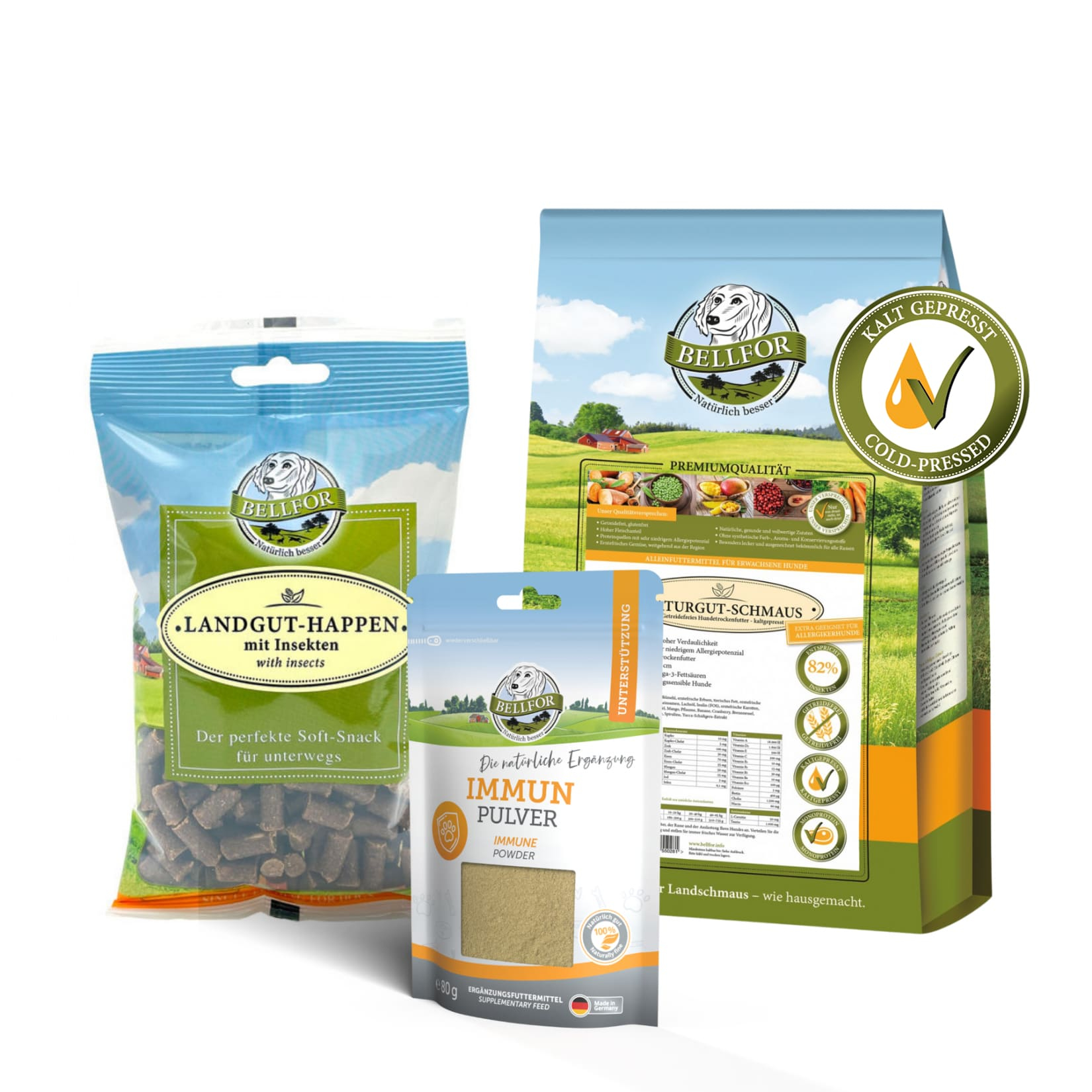 Bellfor Naturgut-Schmaus Hundefutter Mit Insekten – Kaltgepresst, Hypoallergen, Getreidefrei, 4 Kg