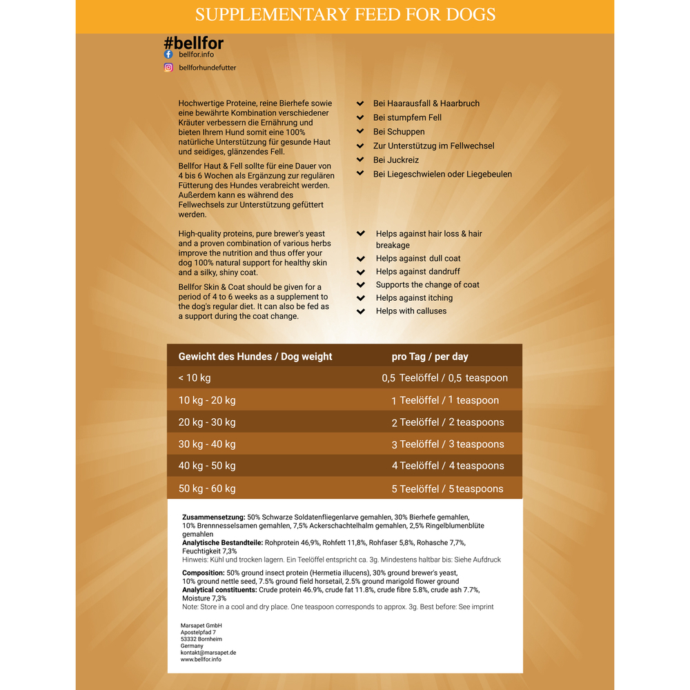German Wirehaired Pointer food set - Wiesen-Schmaus 4 kg + Dental Sticks 100g + Shiimun Skin Powder 50 g + 1 Jute bag