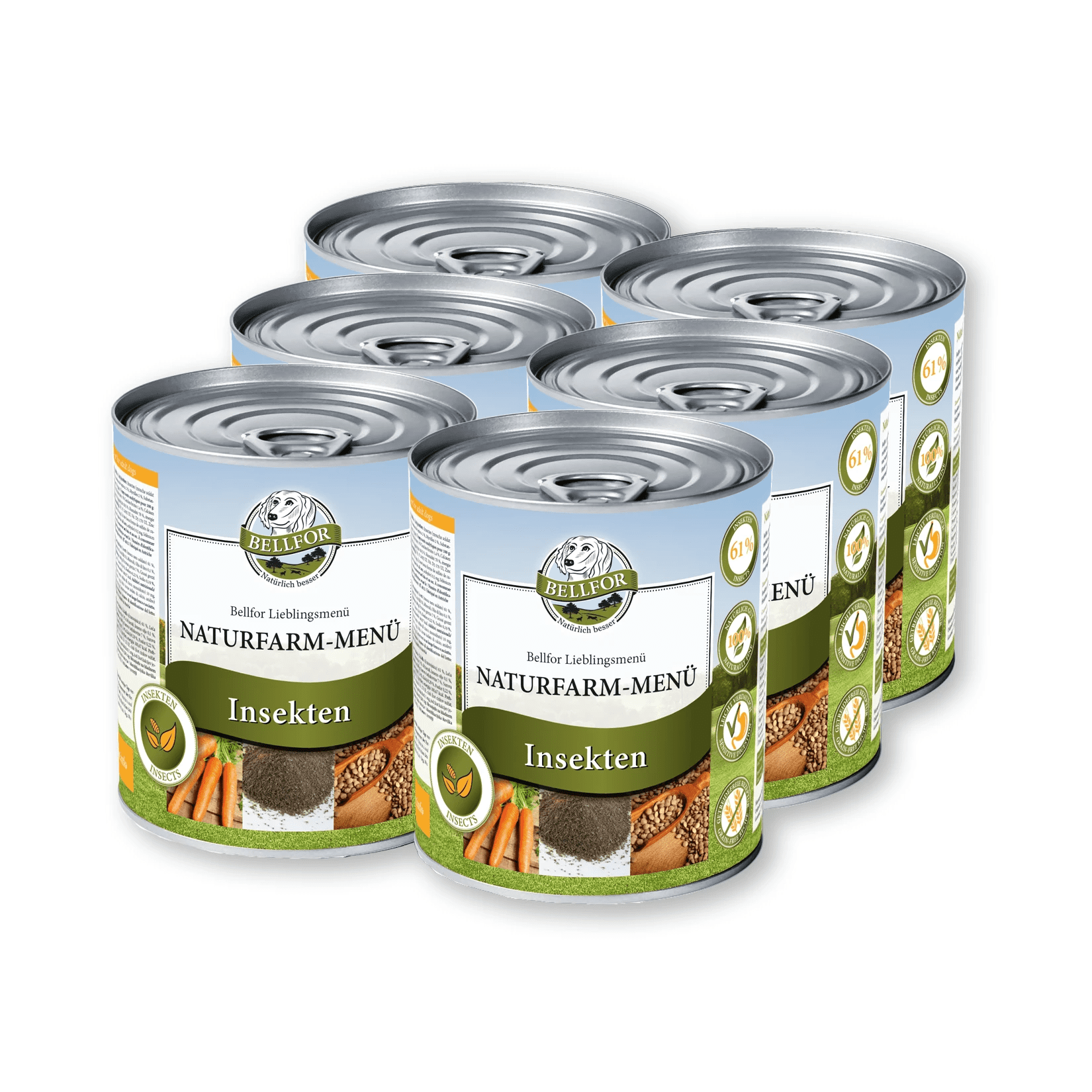 Hypoallergénique Nourriture humide aux insectes - Naturfarm-Menü - 6 x 800 g