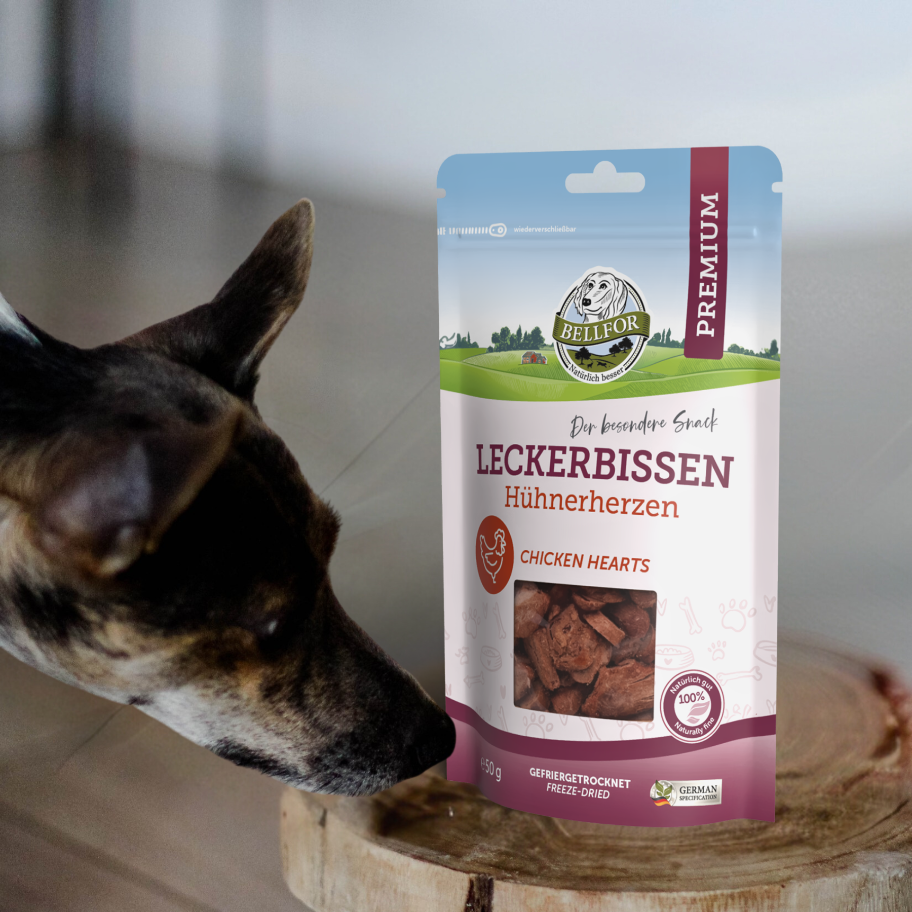 Treat for dogs - Chicken Hearts (freeze dried) - 50 g