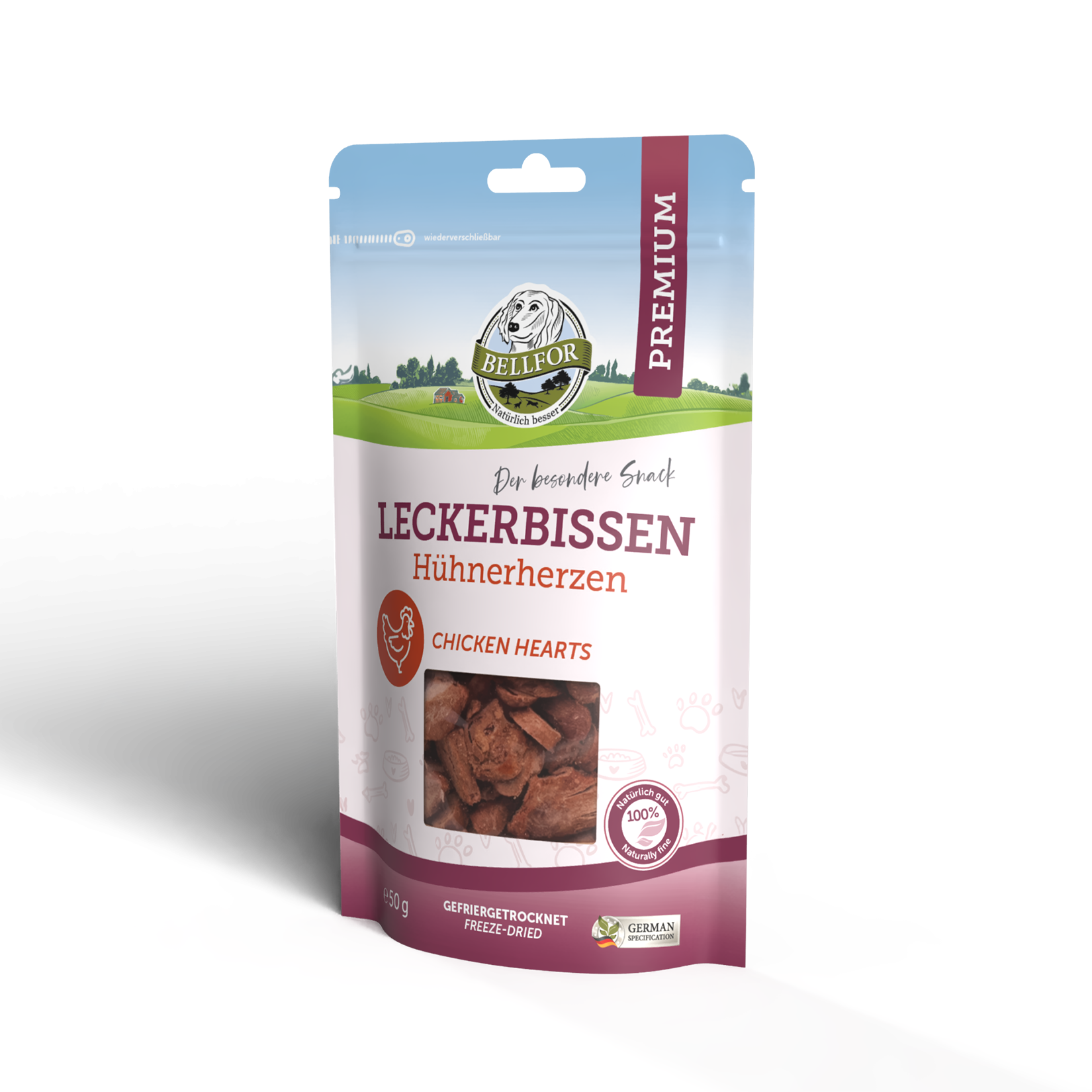 Treat for dogs - Chicken Hearts (freeze dried) - 50 g