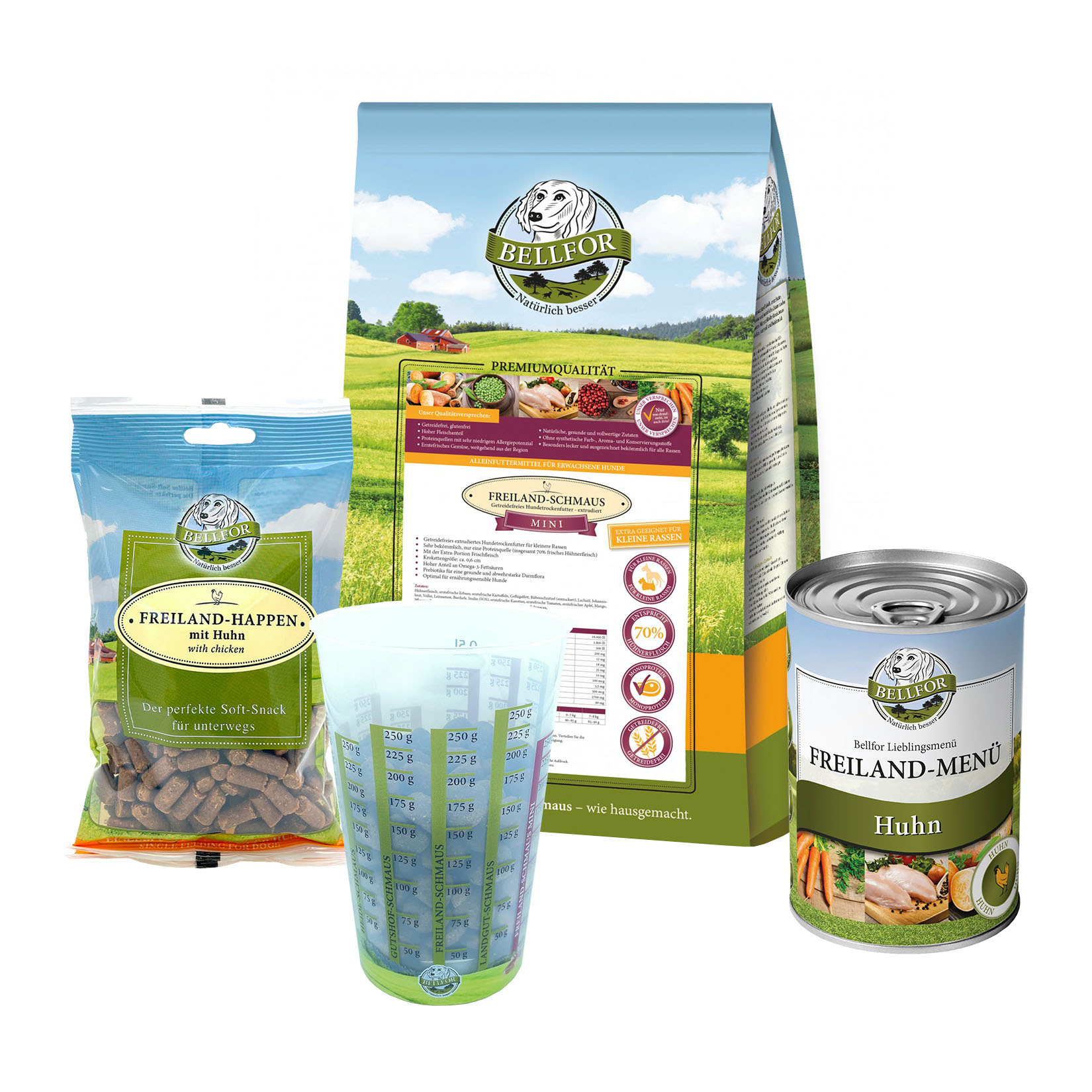 Special Set fr Dackel - Getreidefreies Hundefutter, Nassfutter,  Soft-Snacks und Messbecher - Super Preis!