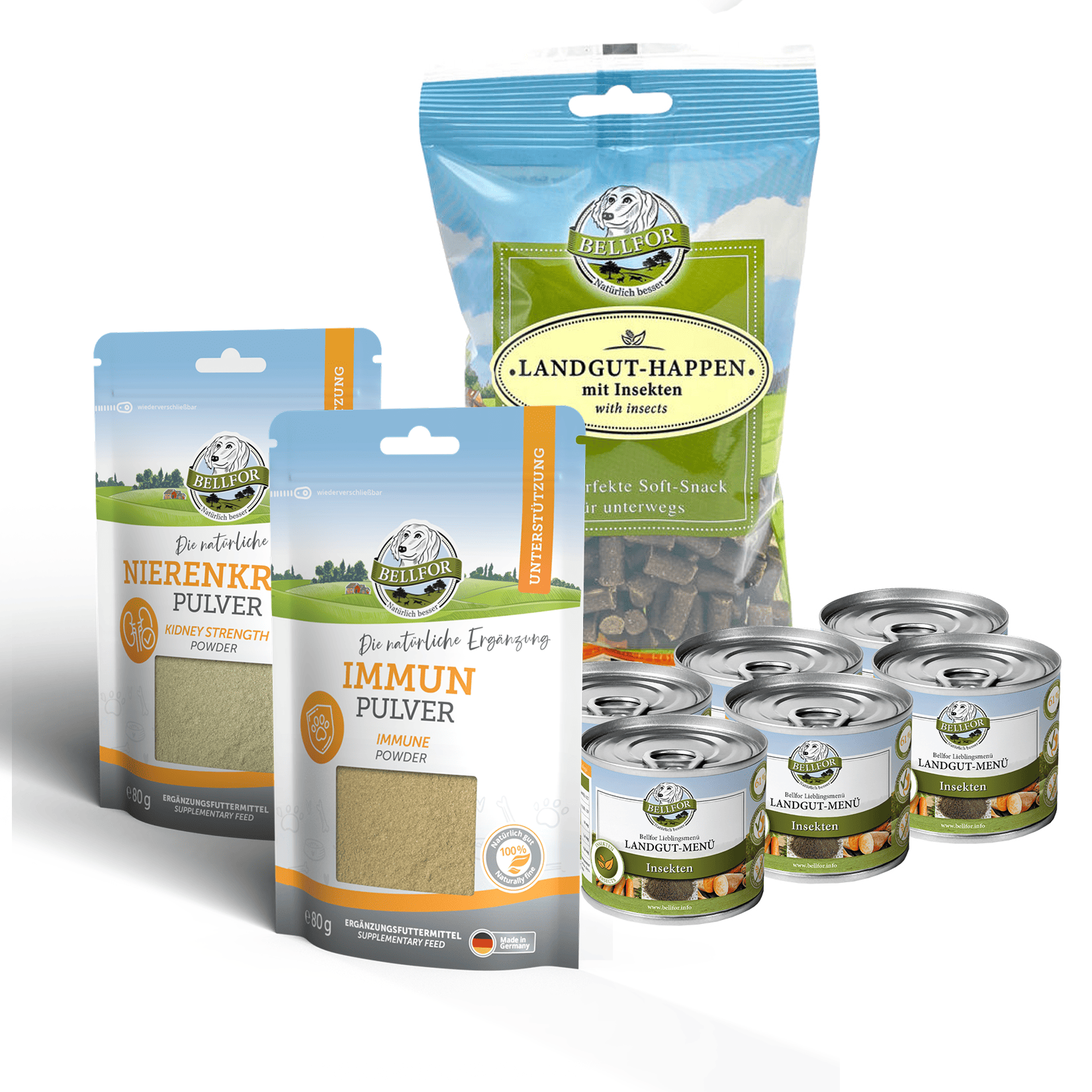 Aliments humides hypoallergéniques dans un set de nourriture pour petits chiens